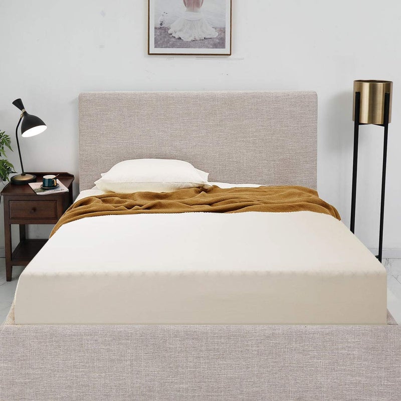COSMOPLUS Fitted Sheet- COSMOPLUS King Fitted Sheet Onlyï¼ˆNo Flat Sheet or Pillow Shamsï¼‰,4 Way Stretch Micro-Knit,Snug Fit,Wrinkle Free,for Standard Mattress and Air Bed Mattress from 8â€ Up to 14â€,Beige - Image 3